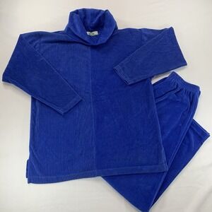 VTG 80's‎ Track Suit Women's M Jogger Set Blue Velour USA EUC SK Sport